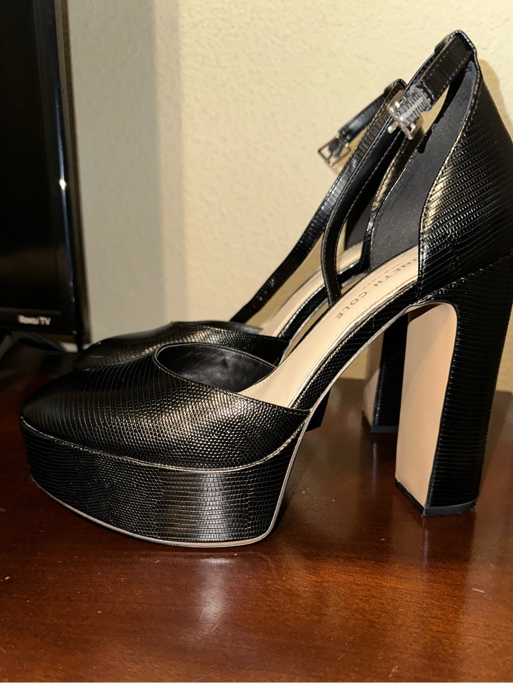 Kenneth Cole NY Tatum, Block Heel Ankle-Strap Platform Pumps, Size 8.5